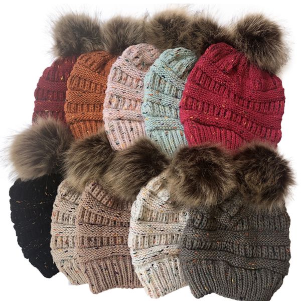 

women pompon beanie hat fashion winter colorful knitted fur ball hat outdoor causal warm knit crochet ski cap