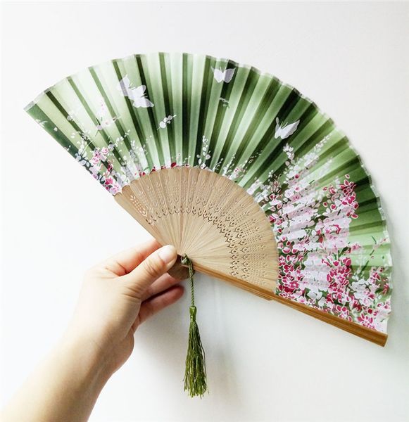 11 cores estilo japonês Fans Fan Silk fêmeas Peony chinês pintura retrato retro Fãs Silk Folding Reter o favor de partido T1I1757