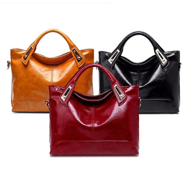 

new vintage oil wax leather women's handbag leather messenger shoulder bag print