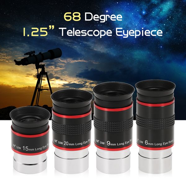 

1.25inch 68 degree wide angle eyepiece planetary eye lens astronomical telescope eyepiece 6mm / 9mm / 15mm 20mm