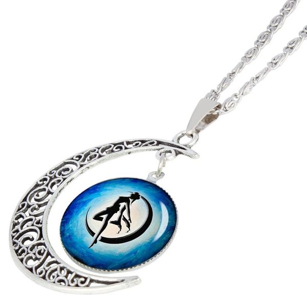 

10 crescent beautiful girl necklace half moon sailor amulet time gemstone pendant lucky gifts for men, girls, mothers, family, children jewe, Silver