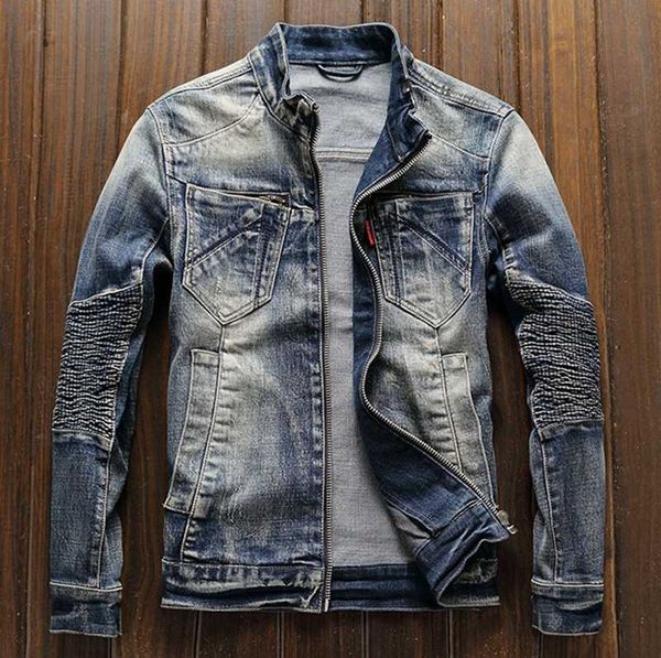 

2020 new spring cycling denim jacket for men, european and american retro slim stretch motorcycle jacket, Black;brown