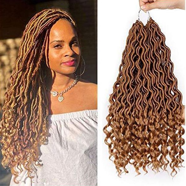 

goddess faux locs crochet braiding hair 20 inches deep wave braiding hair with curly ends heat resistant synthetic hair extension 3pcs/lot, Black