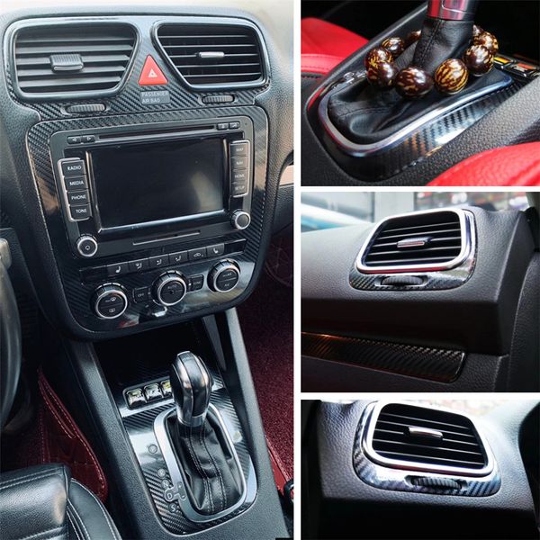 Para volkswagen vw scirocco eos interior painel de controle central maçaneta da porta adesivos de fibra carbono decalques estilo do carro accessorie252w