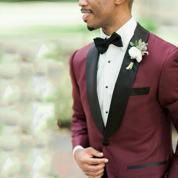 

последние пальто брюки дизайн свадебные костюмы для мужчин жених смокинги 2 шт. бордовый пиджак мужские наряды костюм homme terno masculino, White;black