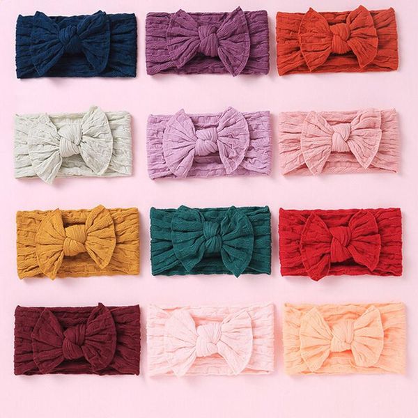 

baby headbands baby bow soft headwear girl newborn infant toddler nylon hairbands and bows child newborn hair accessories, Slivery;white