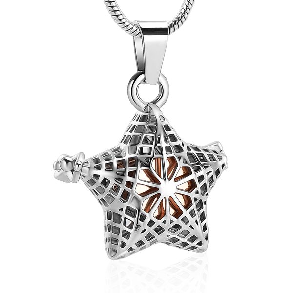 

cremation jewelry for ashes keepsake pendant urn necklace for ashes with hollow star urn jewelry, Silver