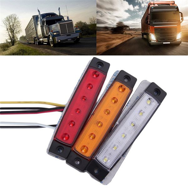 

new auto side marker light lamp dropship 6 led 12v car indicators rear light bulb for car truck trailer three colors optional