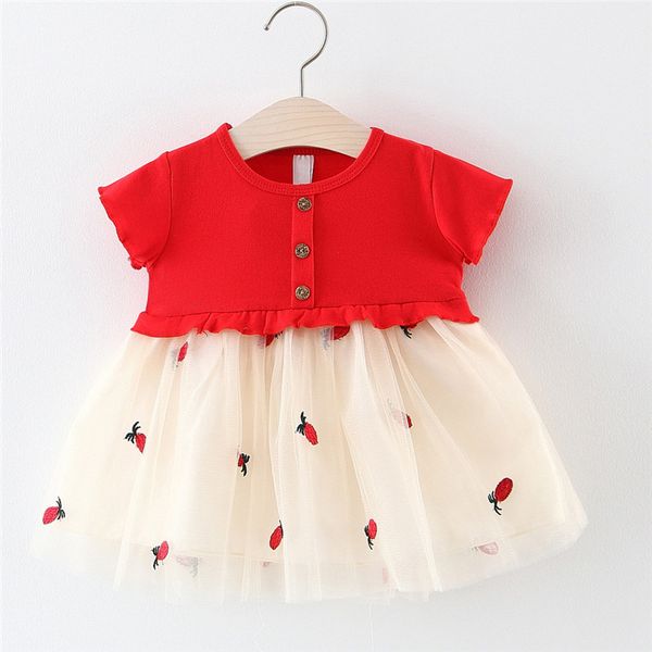 

child dress party cute newborn kids baby girl embroideried tulle patchwork tutu princess party dress roupa infantil menina #sg, Red;yellow