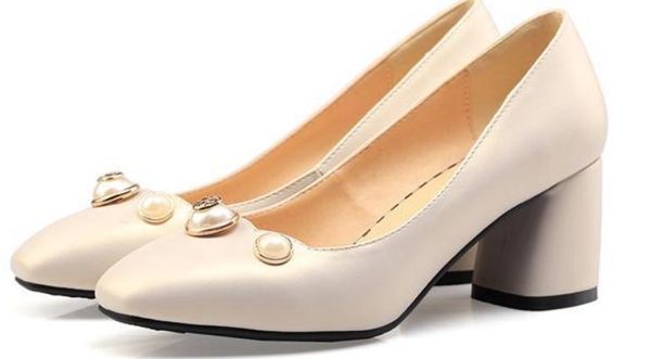 

2019 women's shoes in spring and autumn with new style high heel coarse heel square head@83, Black