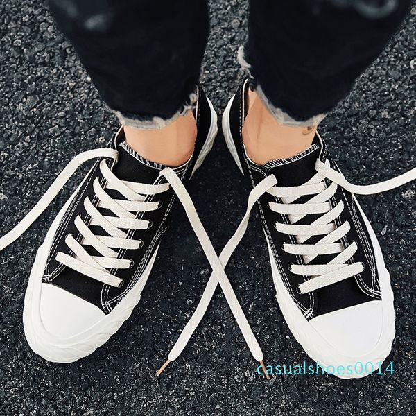 

qwedf men's vulcanized low shoes canvas sneakers men casual flats loafers male footwear tenis autumn designer fashionable c14, Black