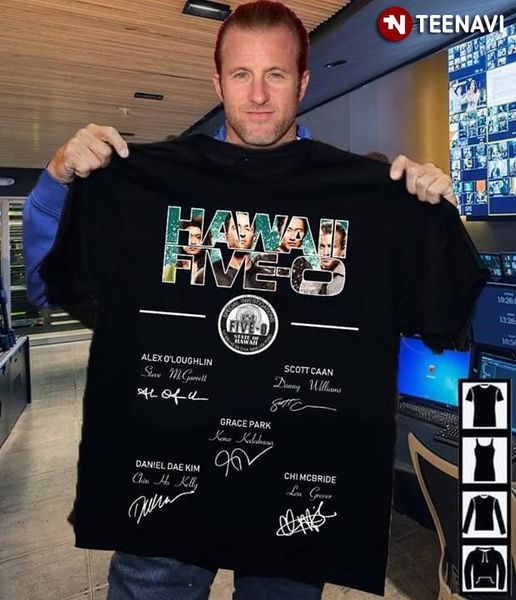

hawaii five-0 characters signatures t-shirt, White;black