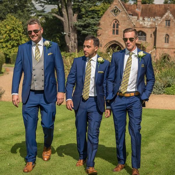 

королевский синий свадебные мужские костюмы жених носить терно смокинги 2 шт. (куртка+брюки) жених выпускной костюм костюм homme шафер, White;black