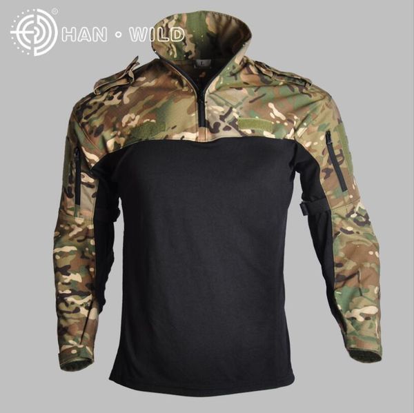 

2019 outdoor men tactical camouflage shirts autumn winter long sleeve breathable fit combat rapid assault hunting hiking shirts, Gray;blue