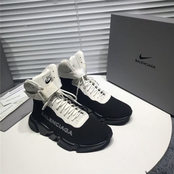 

luxury women shoes luxury high-women's socks shoes paris men's shoes brand power socks boots fashion women's casual platform, Black