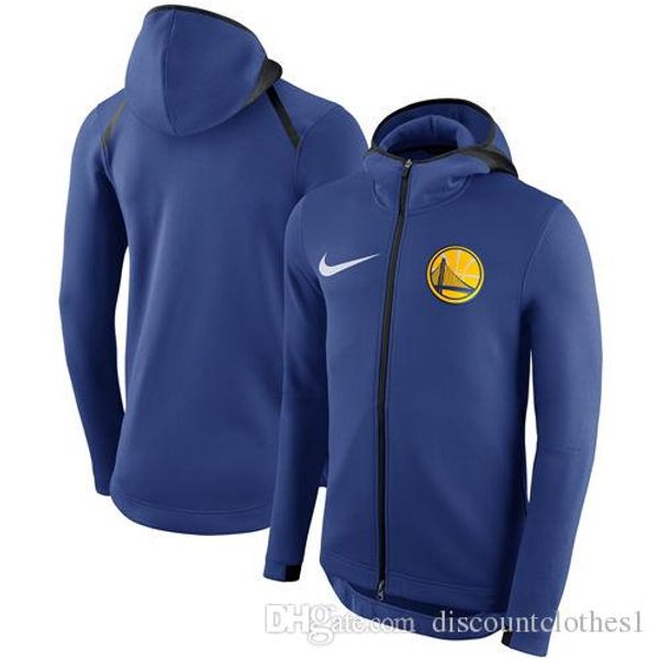 

2019 new men's g s warriors royal showtime therma flex performance full hoodie, Blue;black