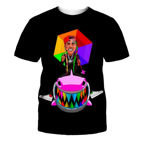 

color hip tekashi69 print tees rapper 6ix9ine shirts hop t harajuku tshirt funny tekashi 693d summer short sleeve streetwear-2 qunhh, Black
