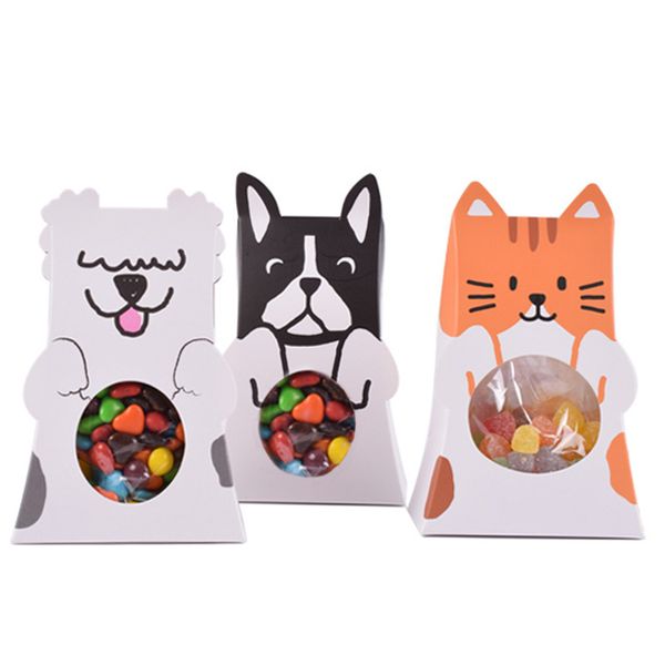 

12pcs/lot love dog cat candy box gift box paper gift bags with window for kids birthday party supplies&decorations party favors