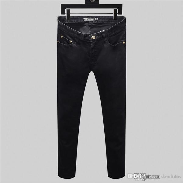 

fashion mens designer jeans retro distressed high-quality mens jeans black blue hole pencil men pants