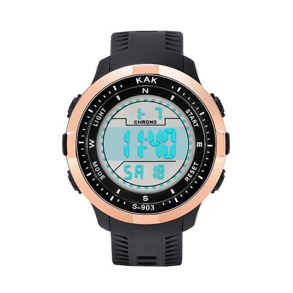 

high-end multi-function 50m waterproof electronic watch digital watch sports men multifunction student drop ship, Slivery;brown