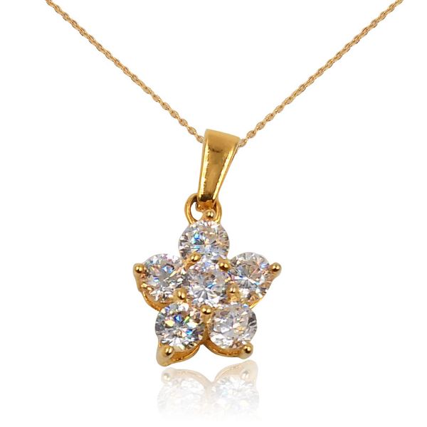 

18k gold flower pendant stainless steel jewelry zircon flower diamond pendant woman rose gold charms for jewelry making, Silver