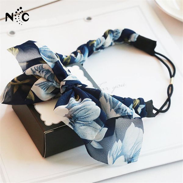 

korean floral chiffon 1pc/lot colorful women fashion headbands knot turban girls cute headwear cloth hairband hair accessories