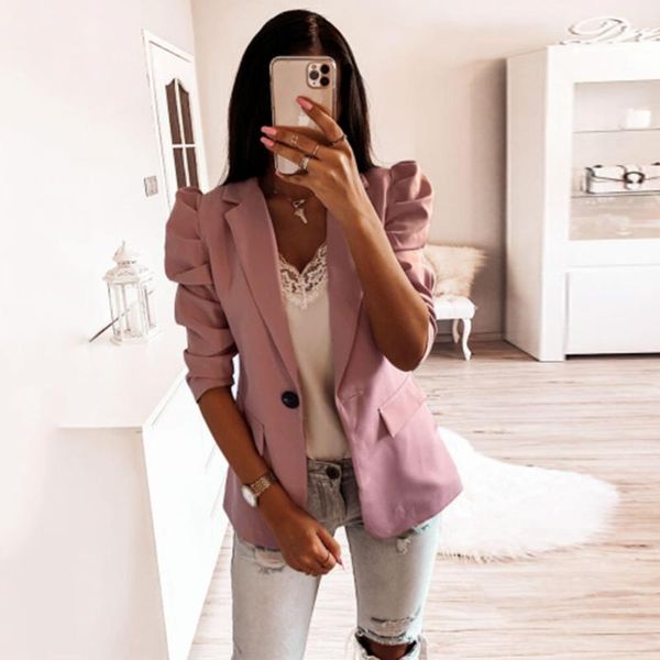 

women's trench coats women casual pink coat 2021 spring summer fashion lapel sleeve half slim fit single button pleated jacket d30, Tan;black