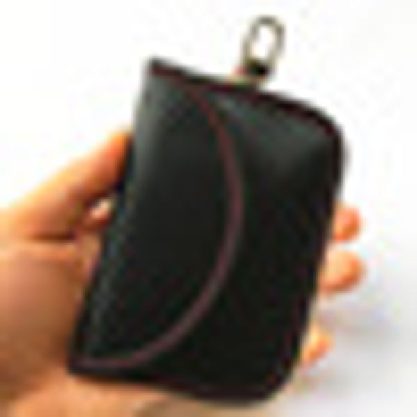 

new car key ring bag case black mini carbon fiber anti-theft signal interceptor rfid soft texture
