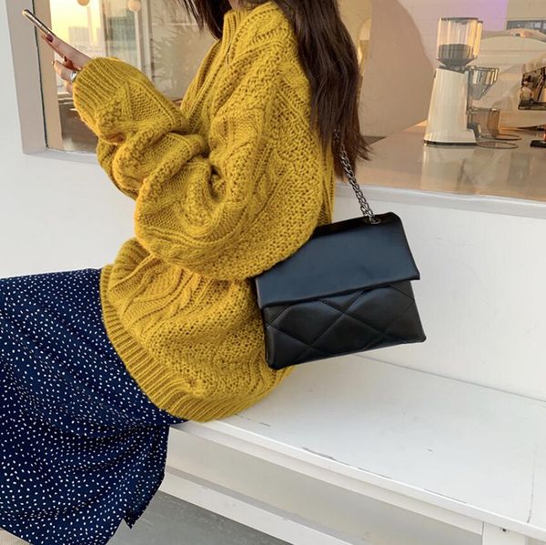 

designer bag women's new fashion handbag purses versatile black diamond chain single shoulder messenger bag