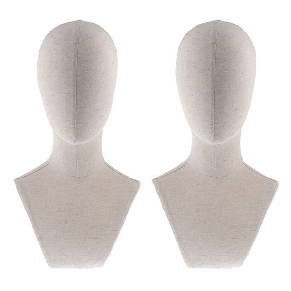 

mannequin manikin head jewelry wigs glasses hat hairband display stand 2pcs, White