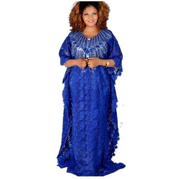 

2 piece set super size african dresses for women new style african dashiki fashion water-soluble lace loose beaded long dress, Red