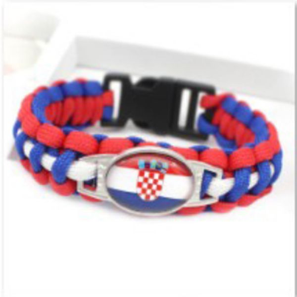 

croatia flag charm paracord s & bangles 18*25mm cabochon friendship outdoor camping sport bracelets 10pcs/lot, Golden;silver