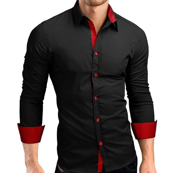 

fashion mens luxury long sleeve shirt casual slim fit stylish blouse shirts mug88, White;black