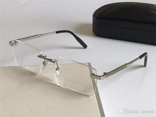 

fahion brand eye glasses prescription 0030 rimless frame optical glasses clear lens simple business style for men, Black