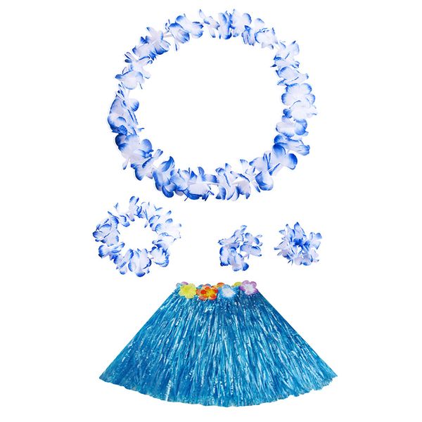 

kids hawaiian grass lei skirt flower wristband garland fancy costume funny