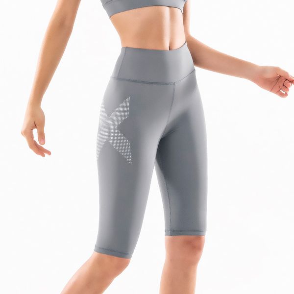 

yoga shorts women's high waist tight fast-drying breathable sweat-absorbent hip-seven sports running dance fitness shorts, White;red