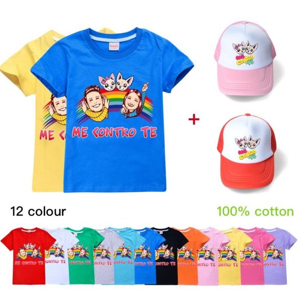

girls fashion me contro te cotton clothes for big kids summer clothes cap cartoon o neck boys t shirt + hat active children, Blue