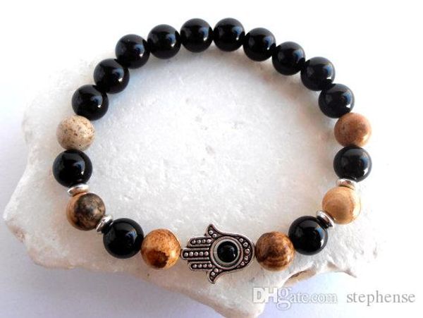 SN0567 Vintage Design Armbänder Hamsa Jaspis Armband Onyx Armband Bild Jaspis Meditation Armband für Männer Kostenloser Versand