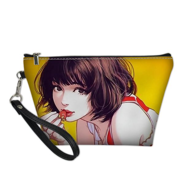 

beauty girl pu makeup bag fashion toiletry cosmetics box for travel ladies customize pouches women beautician bag dropship