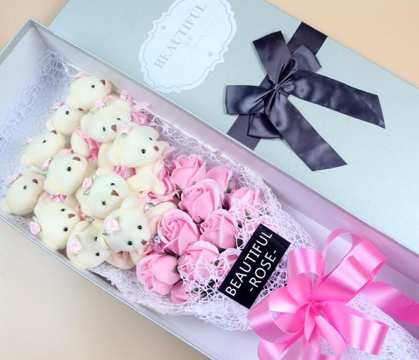 

day stuffed with rose stuffed valentine's box bear bouquets plush toys for bride mini plush wedding toy bear foffb