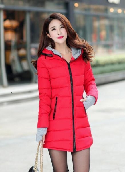 

winter women's coat thick warm long parker coat with fur hat ladies cotton elegant large size ladies jacket 2019, Black