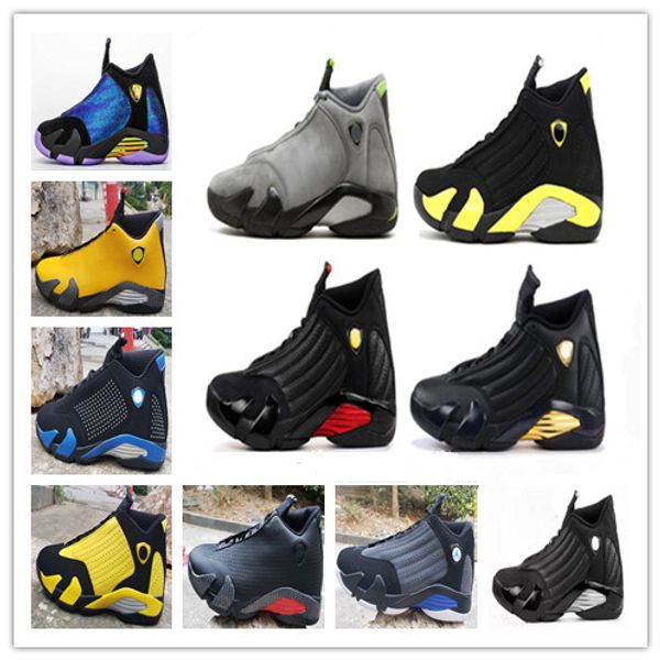 

14 14s mens basketball shoes black purple black yellow derining moments last sgrey light graphite varsity red black men sports sneakers