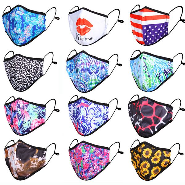 

28 designer face mask 3d printed leopard usa flag leaf cotton mask adjustable anti-dust and anti-haze wash durable fashion face mask