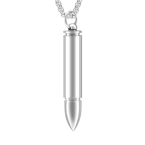 

bullet pendant necklace cremation jewelry souvenir ashes urn to store a small amount of commemorative items, Silver