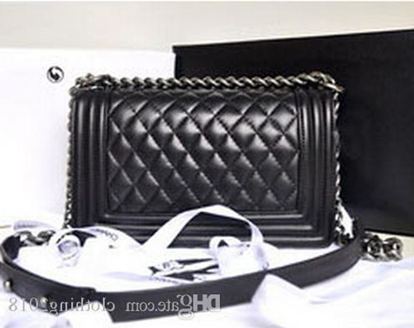

2019 classic women s plaid chain lambskin black leather shoulder flap bag