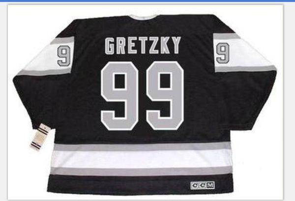 

custom men youth women vintage #99 wayne gretzky los angeles kings 1989 ccm hockey jersey size s-5xl or custom any name or number, Black