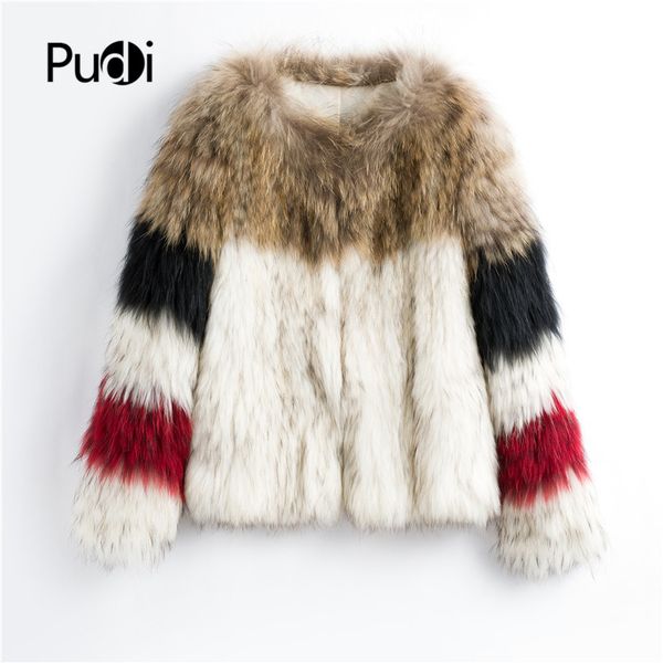 

ct906 pudi 2020 autumn fashion women genuine raccoon fur coat lady age reduction casual real fur coat, Black