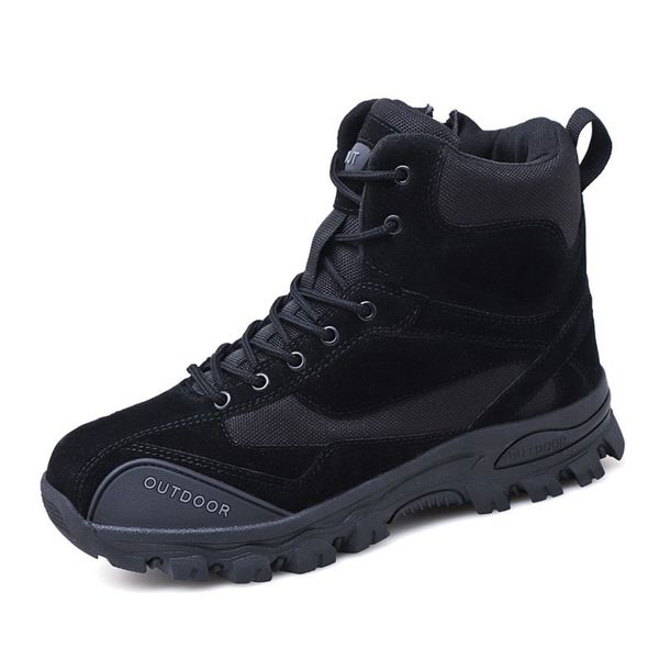 

merkmak new men boots ankle rubber military combat boots men sneakers casual shoes outdoor work safety boots, Black