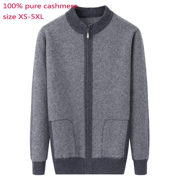 

new winter 100% pure cashmere cardigan men warm thick zipper coat sweater plus size xs s  l xl 2xl 3xl 4xl 5xl, White;black