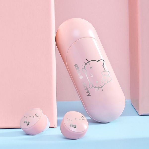 

hello kitty серии в-уха беспроводная bluetooth-гарнитура 5,0 tws аккумуляторная спорт мультфильм гарнитура сверхдолгое standby черный и розо